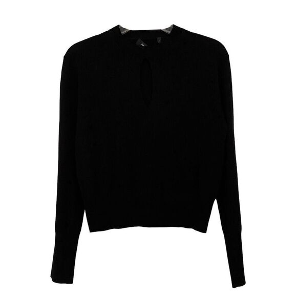 Theory Women's Keyhole Long-Sleeved Black Pullover Sweater Size P Petites​ - Picture 1 of 8